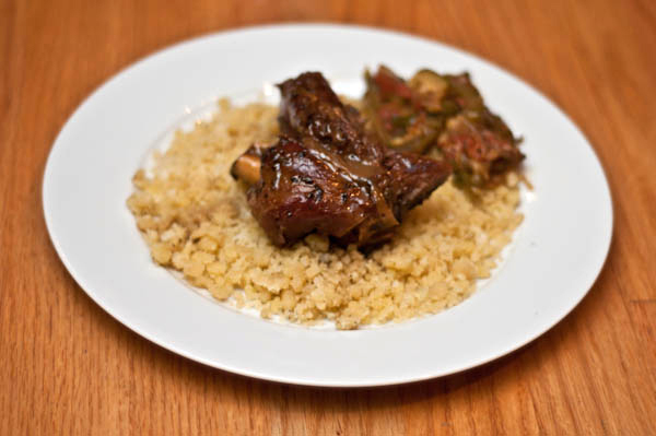Couscous with Julia Child’s famous Ratatouille and Union Square's Braised Lamb Shanks with Herbs
