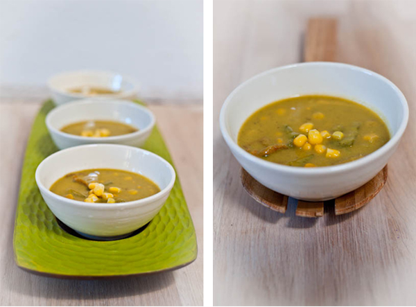 Creamy Poblano Chile Soup With Corn and Chanterelle Mushrooms