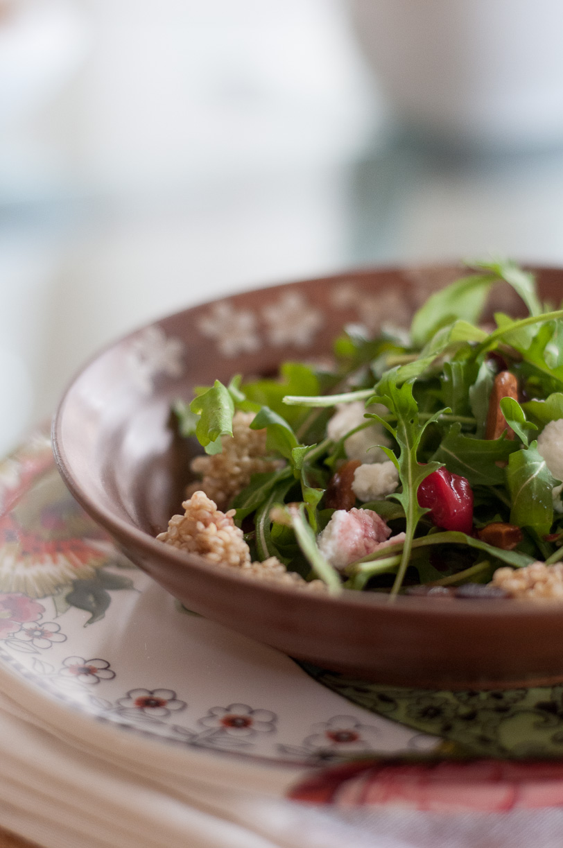 Goat Cheese Cherry Quinoa Salad with Almond and Basil Gremolata